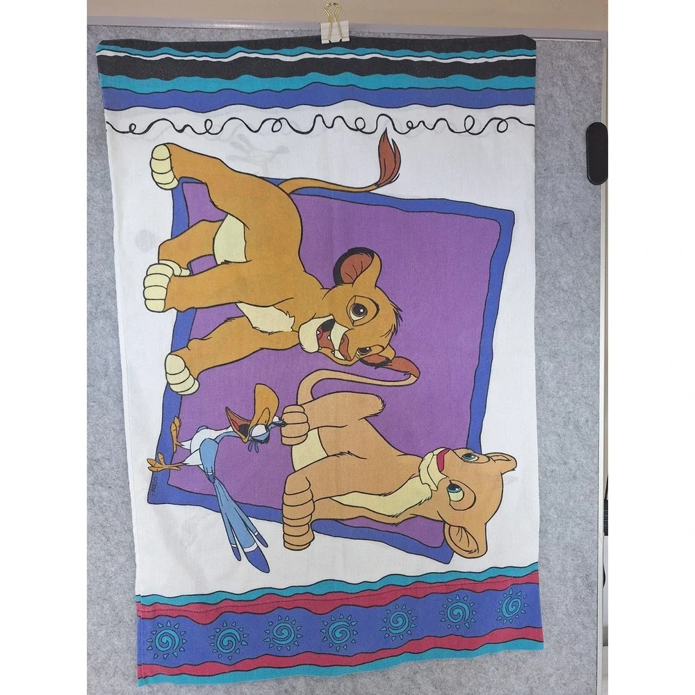 Vintage Disney Lion King Reversible Pillowcase Simba Nala Timon Pumbaa 90s USA